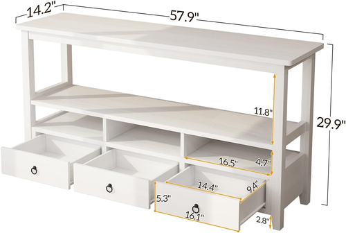 Vintage White Console Table With Storage Drawers And Shelves - Image 2
