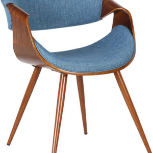 Butterfly Mid Century Modern Dining Chair Blue Upholstery Walnut