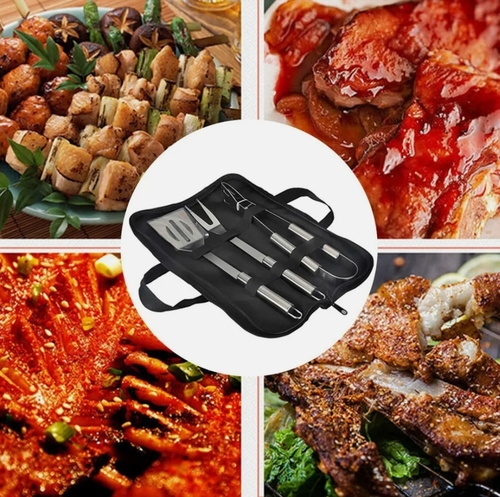 3 PCS Stainless Steel BBQ Grill Utensils Set - Image 2