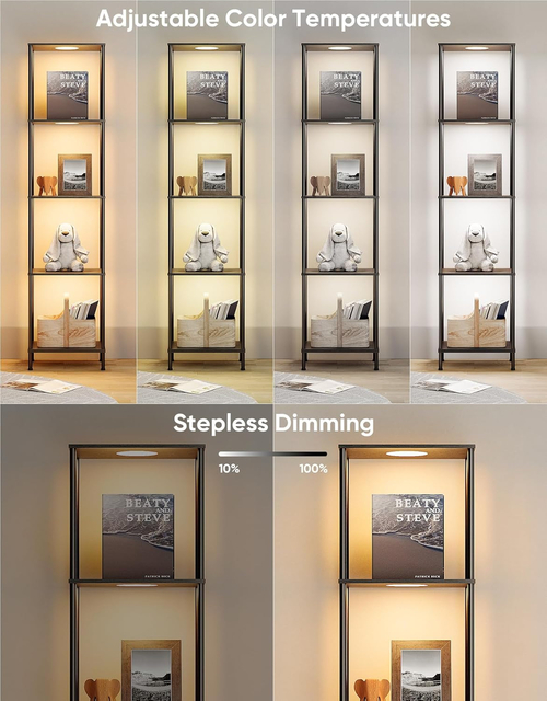 Display Shelf Floor Lamp With RGBW Light And Black Finish - Image 2