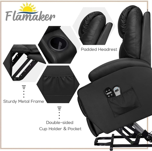 Power Lift Recliner Chair Leather With Massage For Elderly - Image 6