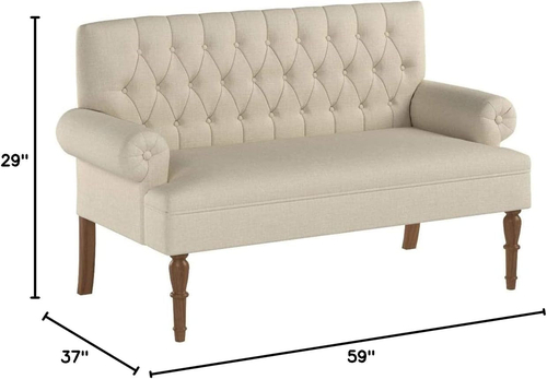 Warm Beige Tufted Linen Love Seat For Small Spaces - Image 7