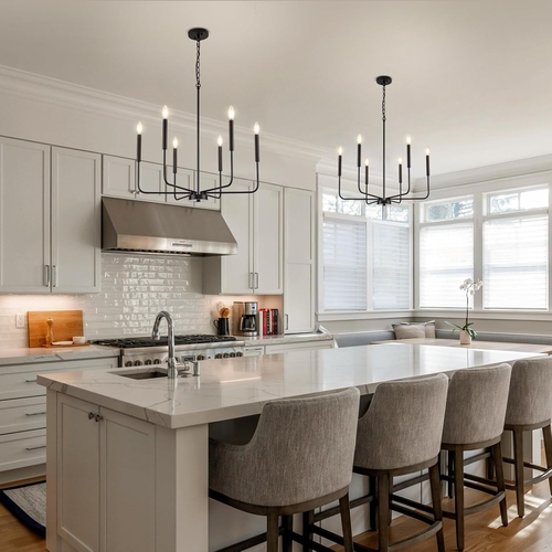 Modern Black 6 Light Chandelier Dining Farmhouse Pendant - Image 3