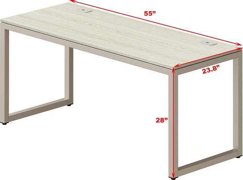 55 Inch Maple Computer Desk With Grommets And Glides - Image 2