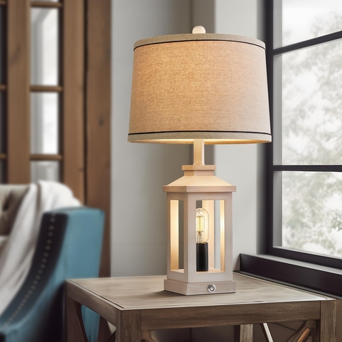 White Farmhouse Table Lamp Set With Dimmable Touch Control - Image 5