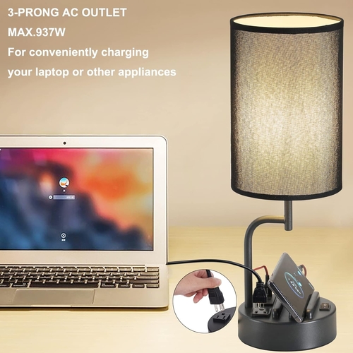 Table Lamp With 3 USB Ports And AC Outlet For Office - Image 4