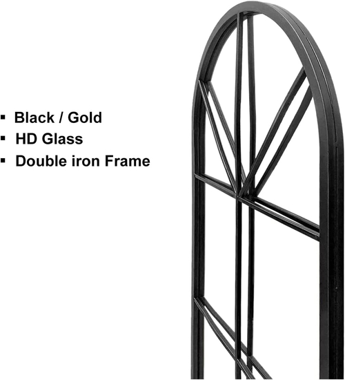 65 By 22 Inch Arched Window Pane Floor Wall Mount Mirror - Image 4