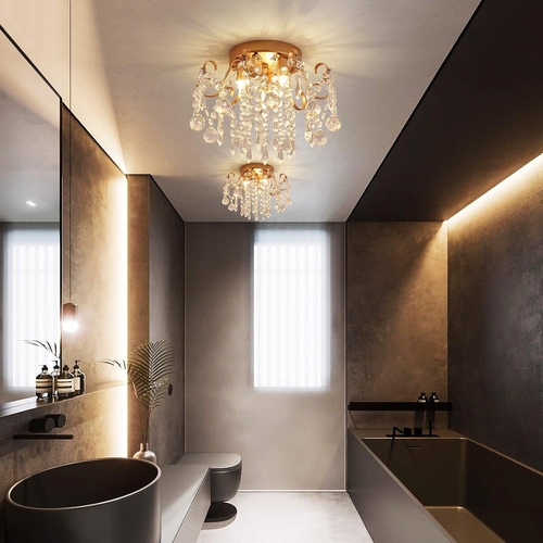 Small Gold Crystal Chandelier Three Light G9 Modern Design - Image 7