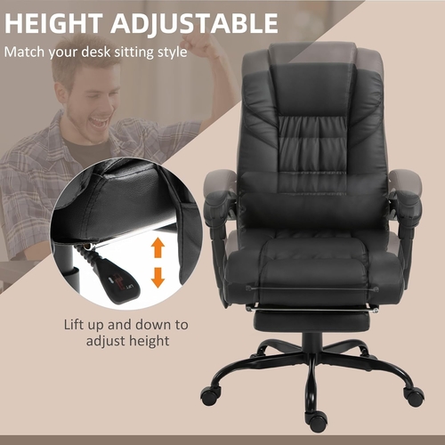 High Back Massage Office Chair With 6 Vibration Points And Footrest - Image 4