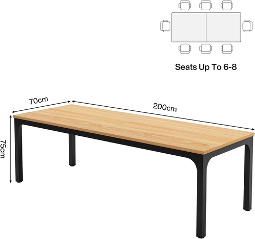 78 Inch Rustic Wood Dining Table For 6-8 People Rectangular - Image 4