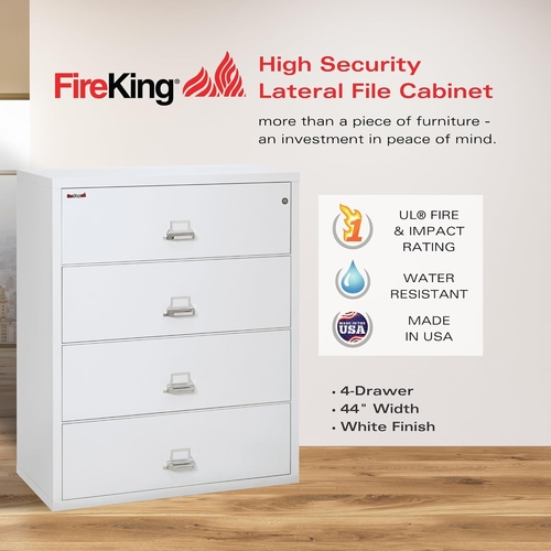 White 4 Drawer Fire Safe Lateral File Cabinet 1 Hour - Image 2