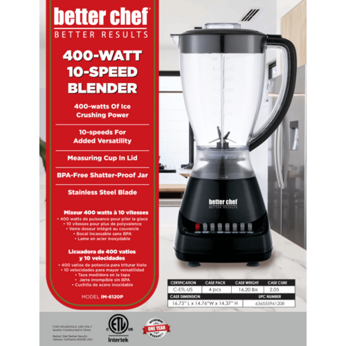 Better Chef 10-Speed 400W Plastic Jar Blender - Image 4