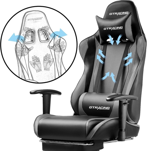Ergonomic Gaming Chair With Footrest For Long Sessions Gray - Image 4