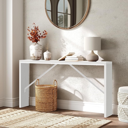 62.2-Inch Industrial White Console Table With Metal Frame - Image 3