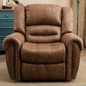 Classic Leather Arm Recliner Chair With Wooden Frame