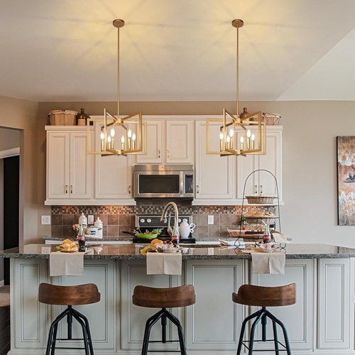 Six Light Gold Pendant Light Modern Farmhouse Chandelier