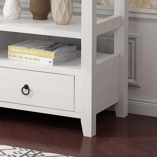 Vintage White Console Table With Storage Drawers And Shelves - Image 5