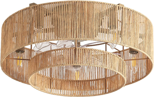 20 Inch Boho Rattan Ceiling Fan With Light And Remote - Image 9