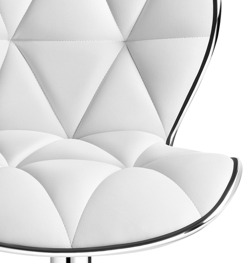 Bar Stools Set Of 2 White PU Leather Adjustable Swivel - Image 8