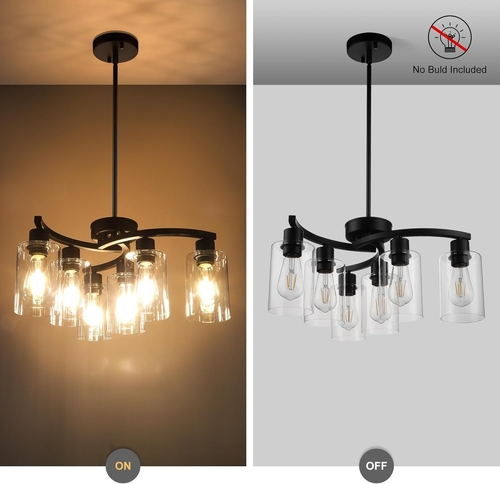 Six Light Black Farmhouse Chandelier With Adjustable Height - Image 4