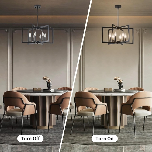 Black Metal Chandelier For Dining Room 6 Light Modern - Image 4