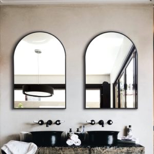 Arched Full Length Wall Mirror 24x36 Matte Black Frame