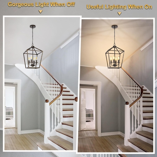 Industrial Black and Gold 4 Light Chandelier With Adjustable Chain - Image 6