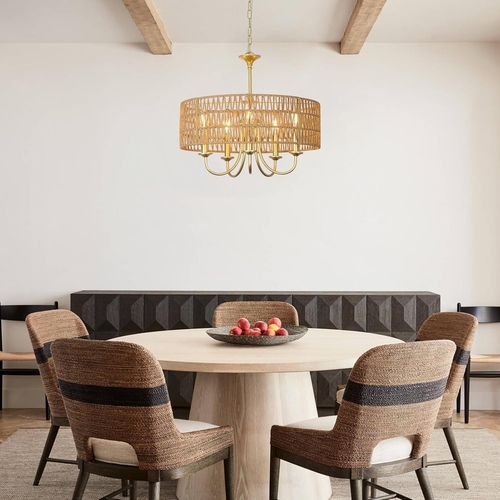 Gold 5 Light Rattan Boho Chandelier Pendant Lighting - Image 7