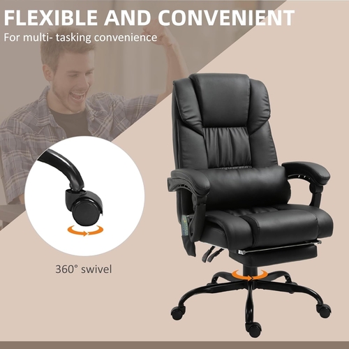 High Back Massage Office Chair With 6 Vibration Points And Footrest - Image 7