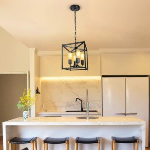 Black Farmhouse 4 Light Chandelier Pendant Light Adjustable