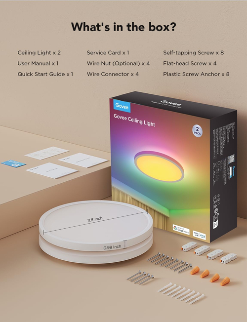 RGBIC Smart Ceiling Light 12 Inch Alexa Compatible - Image 9