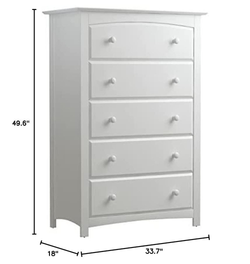 White Storkcraft Kenton 5 Drawer Dresser For Nursery - Image 2