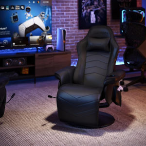900 Gaming Recliner Black With Adjustable Leg Rest Cupholder
