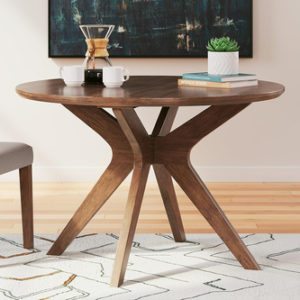 Traditional Round Dining Table Seats 4 Brown Finish