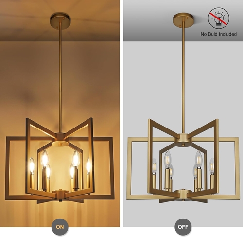 Six Light Gold Pendant Light Modern Farmhouse Chandelier - Image 4