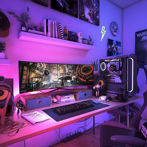 Dual Monitor Stand Riser For Two Monitors With Two Drawers - Image 5