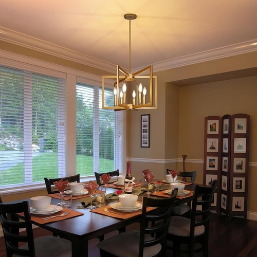 Six Light Gold Pendant Light Modern Farmhouse Chandelier - Image 3