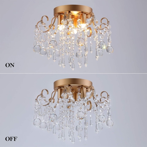 Small Gold Crystal Chandelier Three Light G9 Modern Design - Image 4