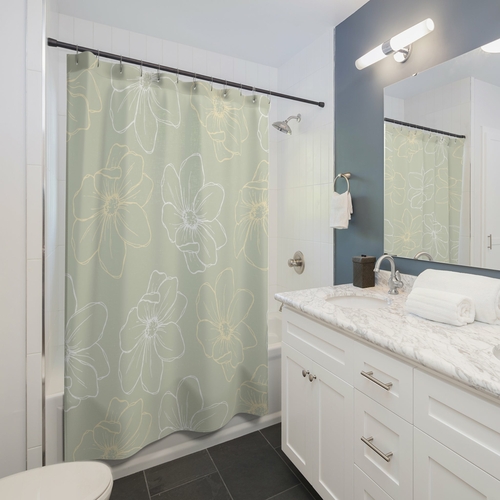 Green Floral Shower Curtain - Image 2