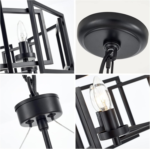 Industrial Style Five Light Matte Black Pendant Chandelier - Image 7