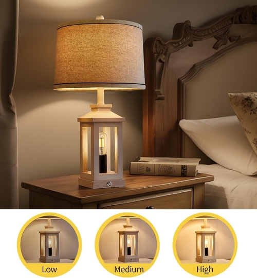 White Farmhouse Table Lamp Set With Dimmable Touch Control - Image 2