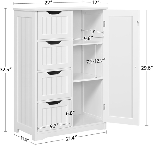 White Floor Cabinet With Four Drawers For Entryway Use - Image 2