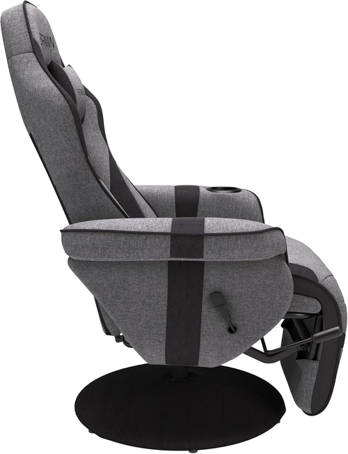 900 Gaming Recliner Gray Fabric With Adjustable Leg Rest Cupholder - Image 4