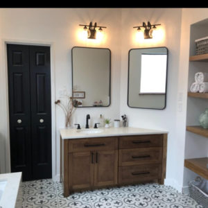 Set of Two Black Bathroom Mirrors 24 x 36 Inch Metal Frame Rectangle