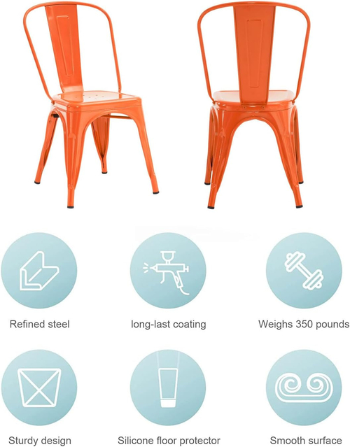 Tolix Style Metal Dining Chair 18 Inch Stackable Outdoor - Image 3