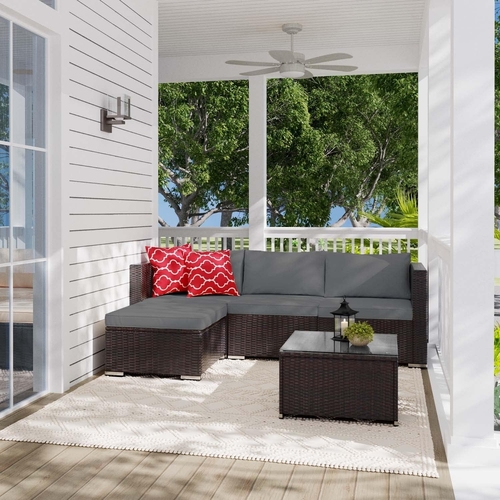 Outdoor Patio Conversation Set All Weather Gray Sectional - Image 7