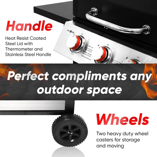 3 Burner Stainless Steel Propane Gas Grill With Cabinet - Image 7