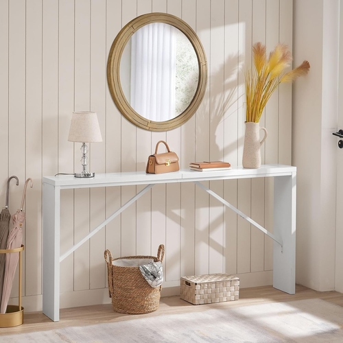 62.2-Inch Industrial White Console Table With Metal Frame - Image 8