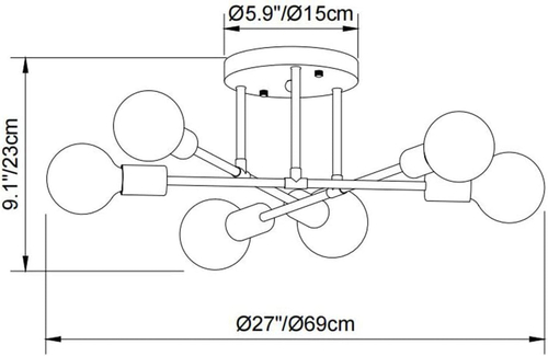 Gold 6-Light Sputnik Chandelier With LED Bulbs Included - Image 6