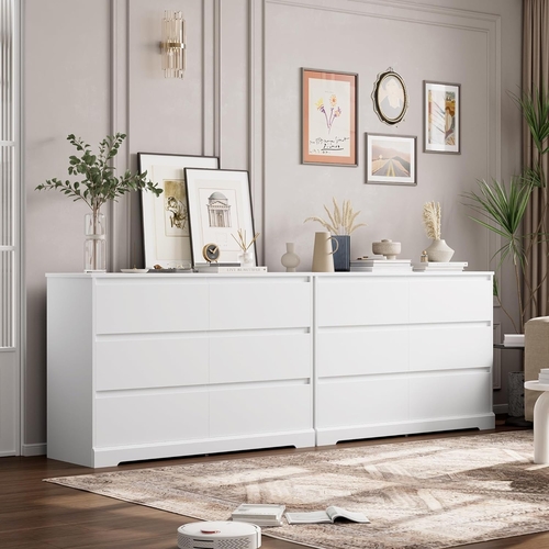 White Six Drawer Dresser For Bedroom Storage Solutions